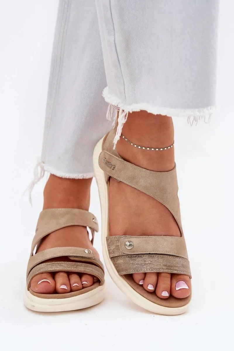 Clearance Sandały Damskie Na Koturnie Beżowe Maroriella Damskie Sandały Na Koturnie