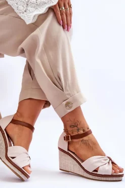 Sandały Na Koturnie>Boto Sandały Damskie Na Koturnie Jasnobeżowe Daphne