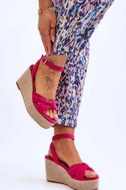 Sandały Damskie Na Koturnie Fuksja Kendall Damskie Sandały Na Koturnie