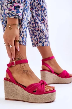 Sandały Damskie Na Koturnie Fuksja Kendall Damskie Sandały Na Koturnie