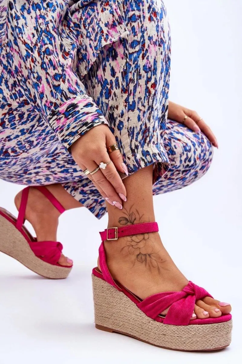 Sandały Damskie Na Koturnie Fuksja Kendall Damskie Sandały Na Koturnie