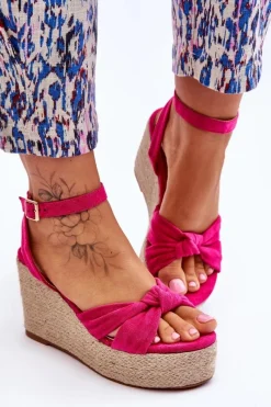 Sandały Damskie Na Koturnie Fuksja Kendall Damskie Sandały Na Koturnie