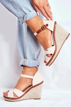 Sandały Na Koturnie>Boto Sandały Damskie Na Koturnie Beżowe LaMane