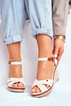 Sandały Na Koturnie>Boto Sandały Damskie Na Koturnie Beżowe LaMane