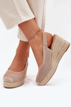 Hot Sandały Damskie Na Koturnie Z Plecionką Różowe Tulliata Damskie Sandały Na Koturnie