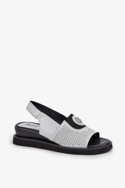 Sandały Na Koturnie></noscript>Boto Sandały Damskie Na Koturnie Srebrne Isnnoria Srebrny