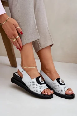 Sandały Na Koturnie></noscript>Boto Sandały Damskie Na Koturnie Srebrne Isnnoria Srebrny