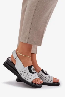 Sandały Na Koturnie></noscript>Boto Sandały Damskie Na Koturnie Srebrne Isnnoria Srebrny