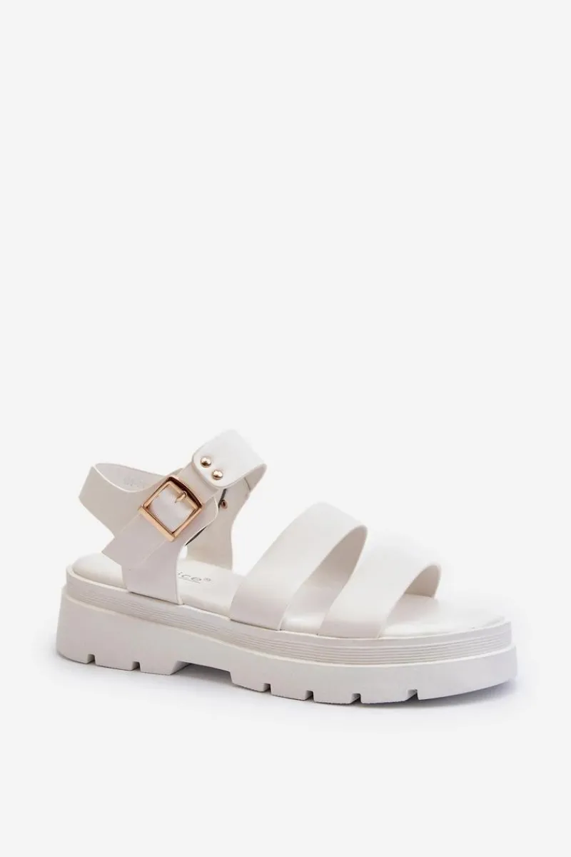 Sandały Płaskie>Boto Sandały Damskie Na Masywnej Podeszwie Białe Nicarda