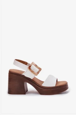 Sandały Damskie Na Masywnym Obcasie I Platformie Vinceza 17387 Białe Damskie Sandały Na Obcasie
