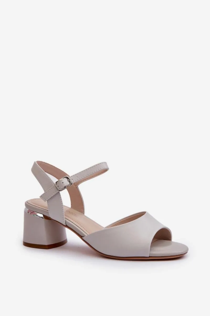 Sandały Na Obcasie>Buty Sergio Leone Sandały Damskie Na Niskim Obcasie Eko Skórzane Sergio Leone SK876 Szare