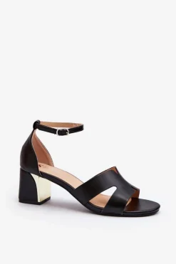 Sandały Na Obcasie>Boto Sandały Damskie Na Obcasie Klocku Czarne Irivana