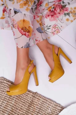 Sandały Na Obcasie>Boto Sandały Damskie Na Obcasie Platformie Żółte Lorajn