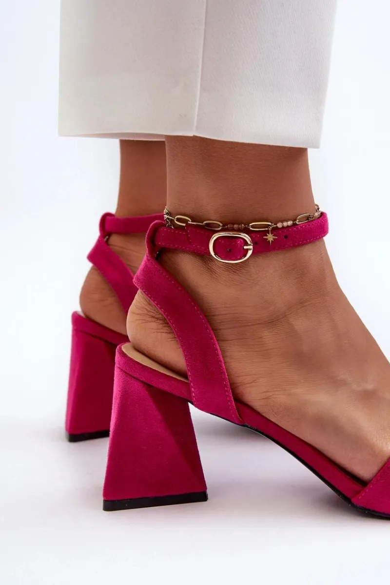 New Buty damskie Vinceza Sandały Damskie Na Obcasie Z Eko Zamszu Vinceza 17328 Fuksja Różowy