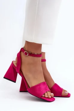 New Buty damskie Vinceza Sandały Damskie Na Obcasie Z Eko Zamszu Vinceza 17328 Fuksja Różowy