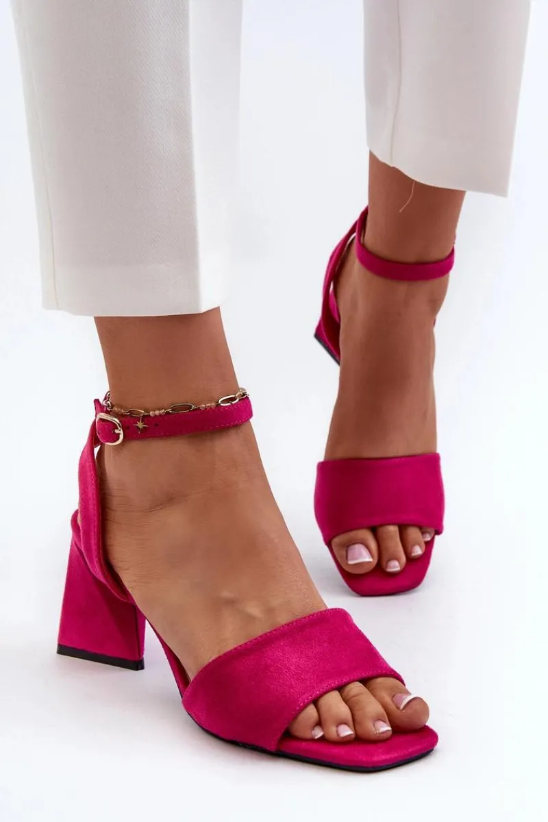 New Buty damskie Vinceza Sandały Damskie Na Obcasie Z Eko Zamszu Vinceza 17328 Fuksja Różowy