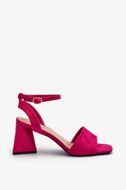 New Buty damskie Vinceza Sandały Damskie Na Obcasie Z Eko Zamszu Vinceza 17328 Fuksja Różowy