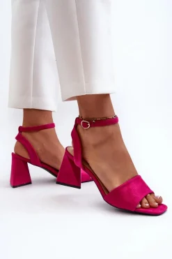 New Buty damskie Vinceza Sandały Damskie Na Obcasie Z Eko Zamszu Vinceza 17328 Fuksja Różowy