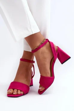 New Buty damskie Vinceza Sandały Damskie Na Obcasie Z Eko Zamszu Vinceza 17328 Fuksja Różowy