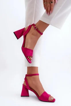 New Buty damskie Vinceza Sandały Damskie Na Obcasie Z Eko Zamszu Vinceza 17328 Fuksja Różowy