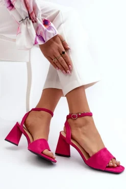 New Buty damskie Vinceza Sandały Damskie Na Obcasie Z Eko Zamszu Vinceza 17328 Fuksja Różowy