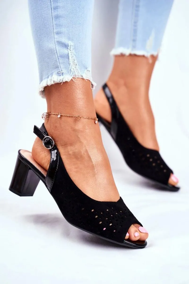 Clearance Buty Sergio Leone Sandały Damskie Na Obcasie Sergio Leone Czarne SK832