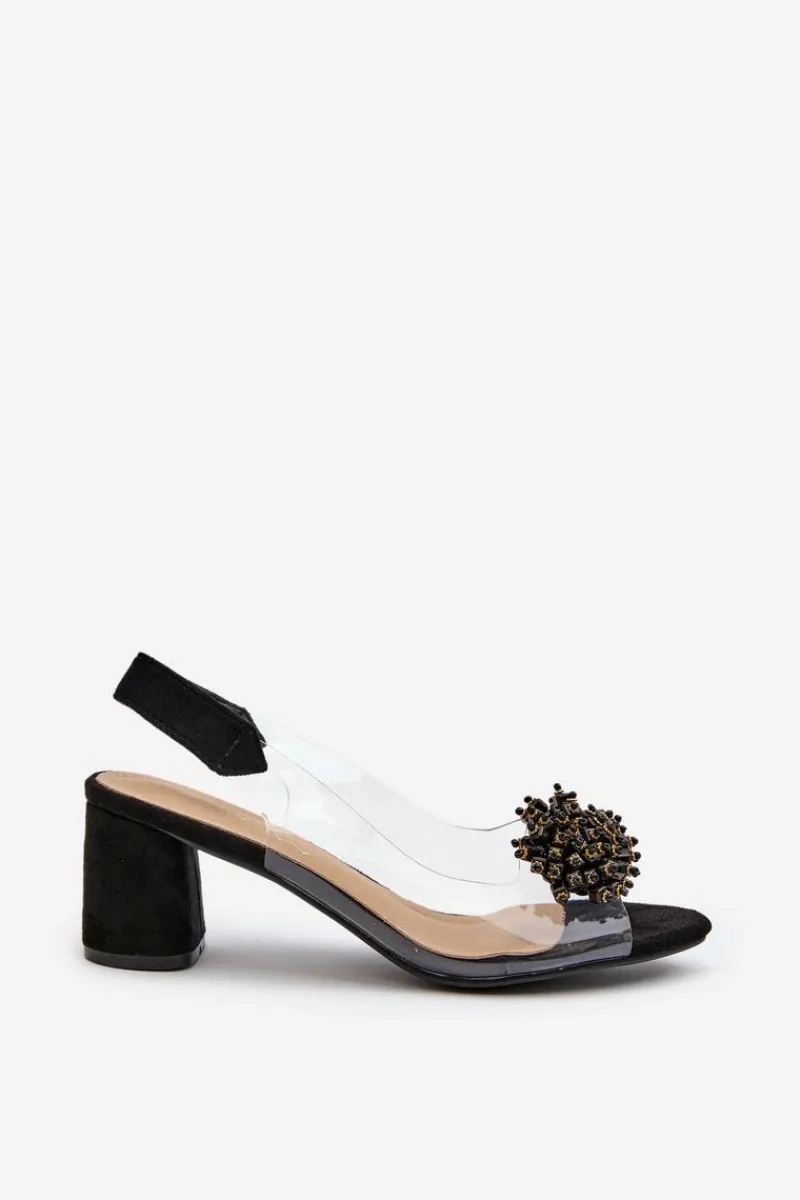 Sandały Na Obcasie>Evento Sandały Damskie Na Obcasie Z Transparentna Cholewką Czarne Aleola