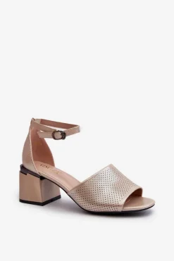 Clearance Buty damskie Vinceza Sandały Damskie Na Obcasie Z Eko Skóry Złote Horissa