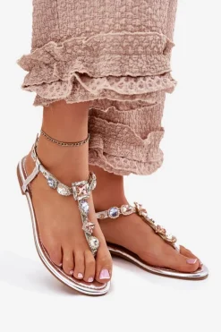 Sandały Płaskie><noscript><img width=