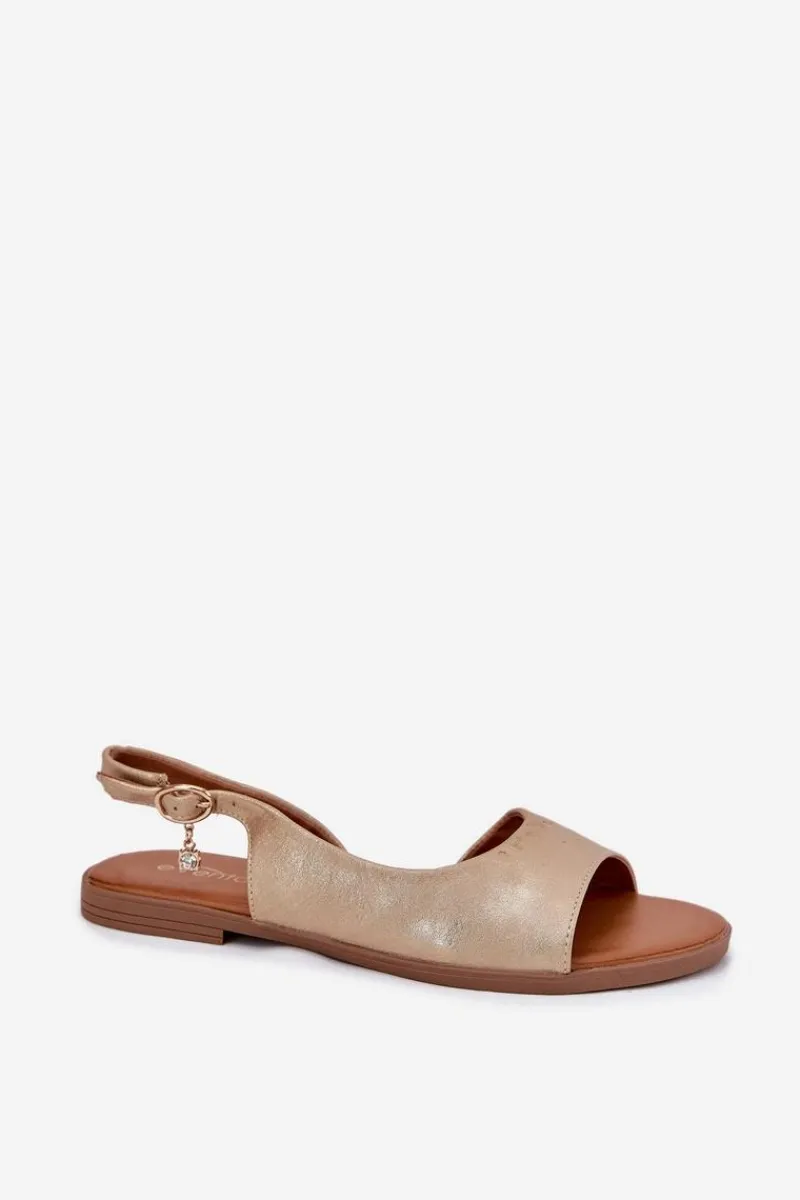 Sandały Damskie Na Płaskim Obcasie Złote Weanise Damskie Sandały Płaskie