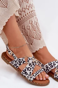 Sandały Płaskie><noscript><img width=