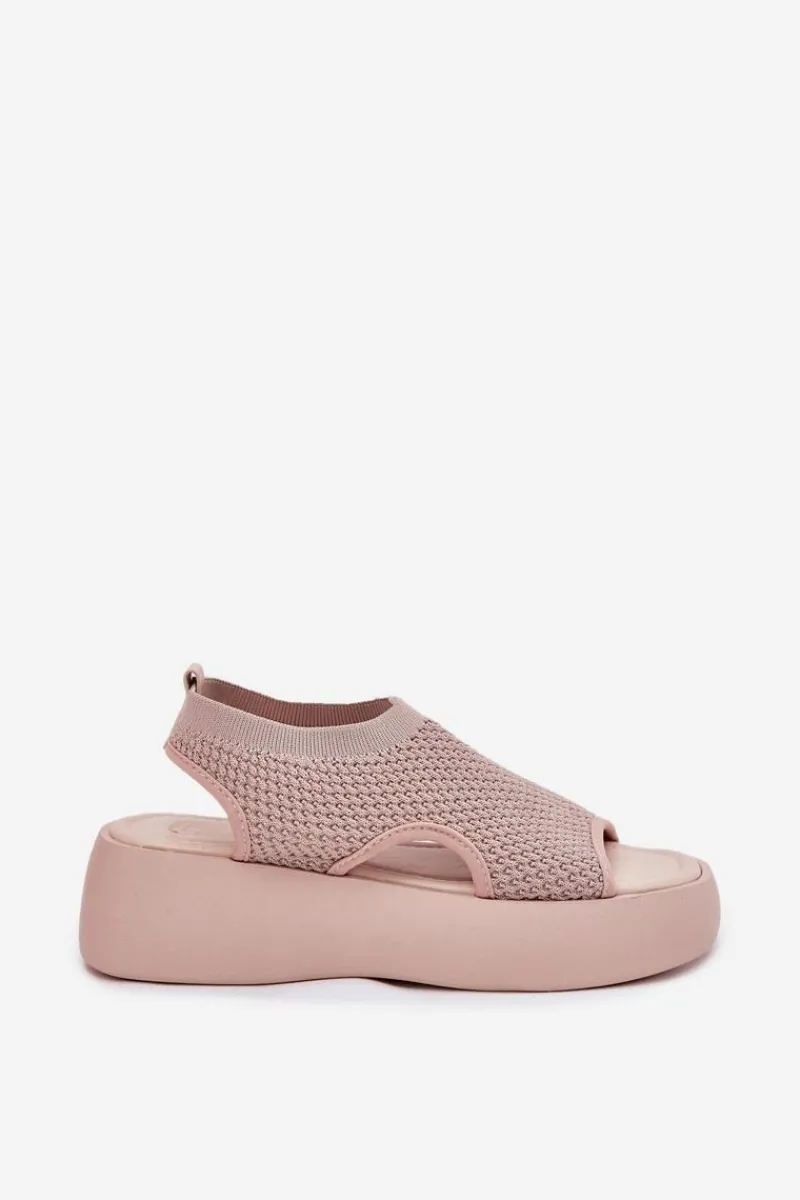 Sandały Płaskie>Boto Sandały Damskie Na Platformie Beżowe Kavira