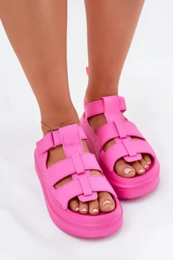 Sandały Płaskie></noscript>Boto Sandały Damskie Na Platformie Fuksja Nitavelia Różowy
