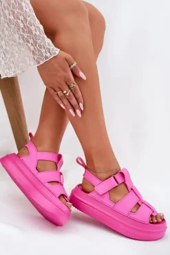Sandały Płaskie></noscript>Boto Sandały Damskie Na Platformie Fuksja Nitavelia Różowy