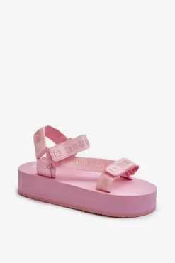 Clearance Sandały Damskie Na Platformie Big Star NN274A529 Różowe Damskie Sandały Big Star|Sandały Płaskie