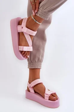 Clearance Sandały Damskie Na Platformie Big Star NN274A529 Różowe Damskie Sandały Big Star|Sandały Płaskie