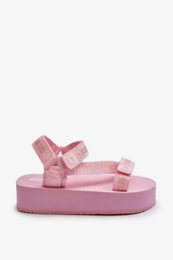 Clearance Sandały Damskie Na Platformie Big Star NN274A529 Różowe Damskie Sandały Big Star|Sandały Płaskie