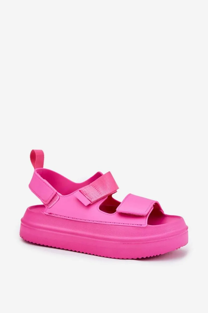 Sandały Płaskie>Boto Sandały Damskie Na Platformie Z Rzepami Fuksja Nitepira Różowy