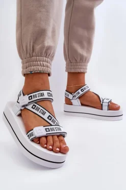 Discount Big Star Shoes Sandały Damskie Na Platformie Big Star NN274A526 Białe Biały