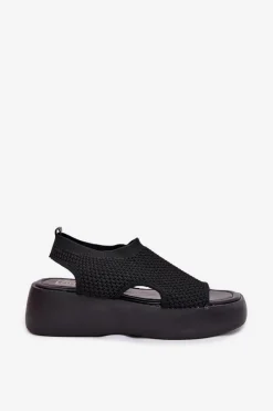 Online Boto Sandały Damskie Na Platformie Czarne Kavira Czarny