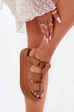 Sandały Płaskie><noscript><img width=