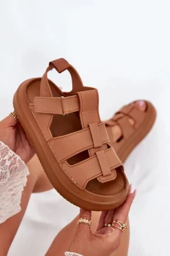 Sandały Płaskie><noscript><img width=