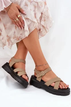 Sandały Płaskie><noscript><img width=