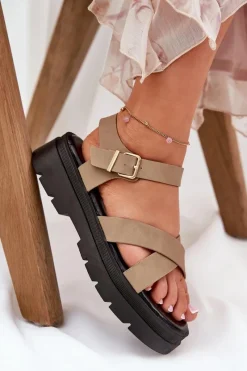 Sandały Płaskie><noscript><img width=