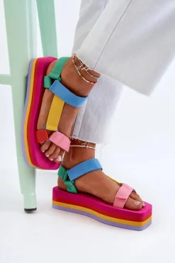 Sale Boto Sandały Damskie Na Platformie Multikolor Edireda