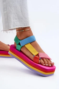 Sale Boto Sandały Damskie Na Platformie Multikolor Edireda