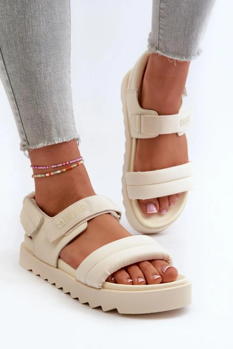 Sale Big Star Shoes Sandały Damskie Na Platformie Big Star NN274751 Beżowe Beżowy