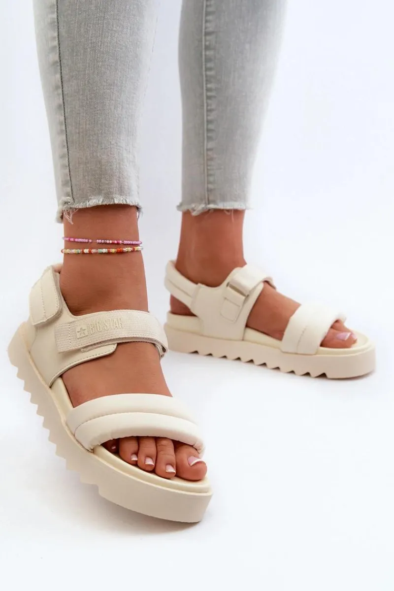 Sale Big Star Shoes Sandały Damskie Na Platformie Big Star NN274751 Beżowe Beżowy