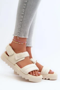 Sale Big Star Shoes Sandały Damskie Na Platformie Big Star NN274751 Beżowe Beżowy