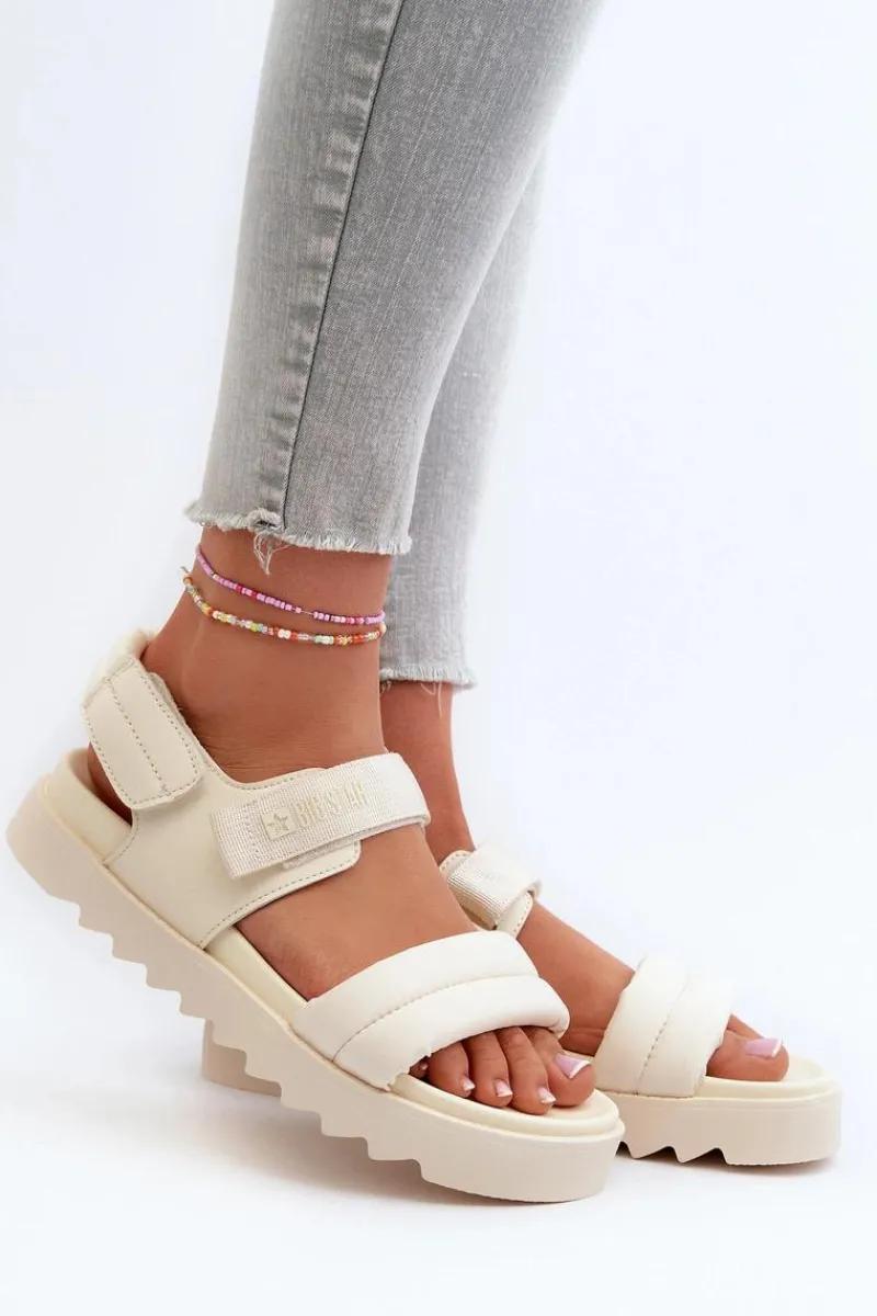 Sale Big Star Shoes Sandały Damskie Na Platformie Big Star NN274751 Beżowe Beżowy